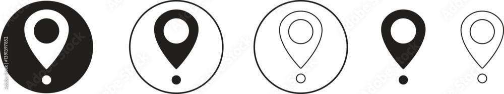 Poster set of map pin location icons. modern map markers vector isolated on transparent background. gps loc