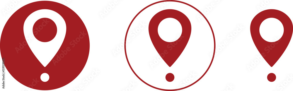 Poster set of map pin location icons. modern map markers vector isolated on transparent background. gps loc