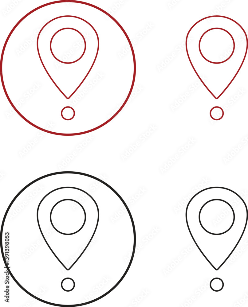 Poster set of map pin location icons. modern map markers vector isolated on transparent background. gps loc