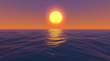 Open sea under a golden sunset with the sky streaked in orange and purple hues