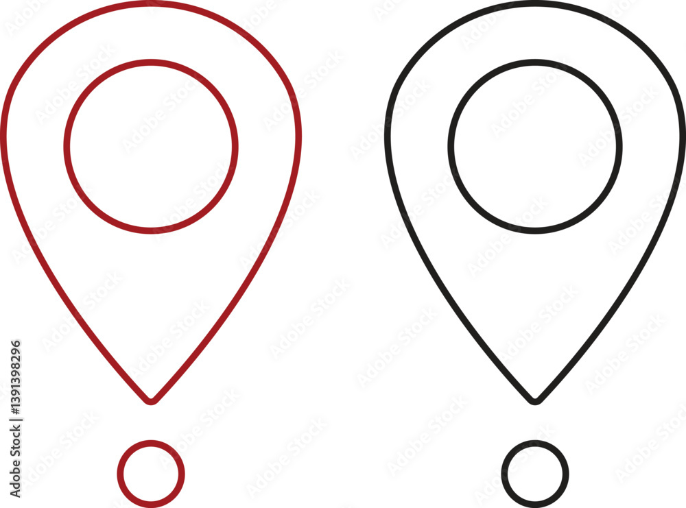 Poster set of map pin location icons. modern map markers vector isolated on transparent background. gps loc
