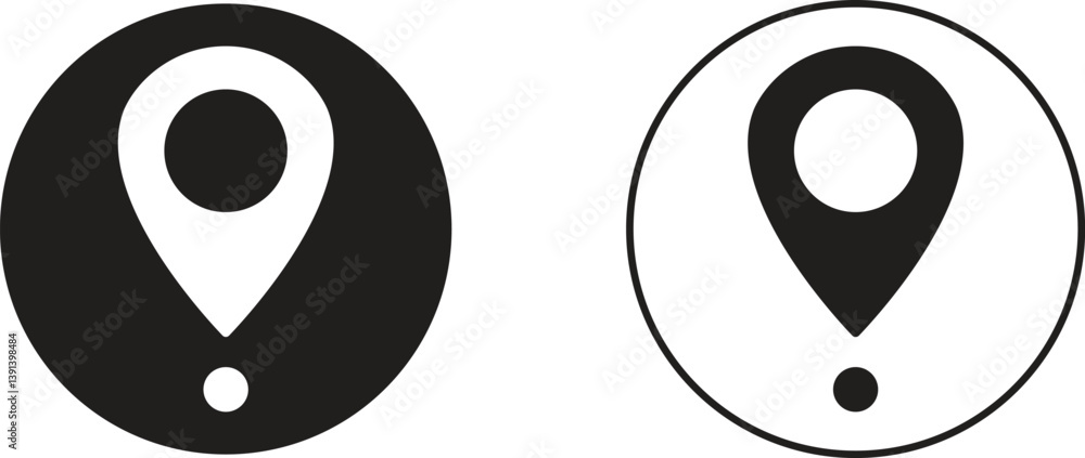 Poster set of map pin location icons. modern map markers vector isolated on transparent background. gps loc