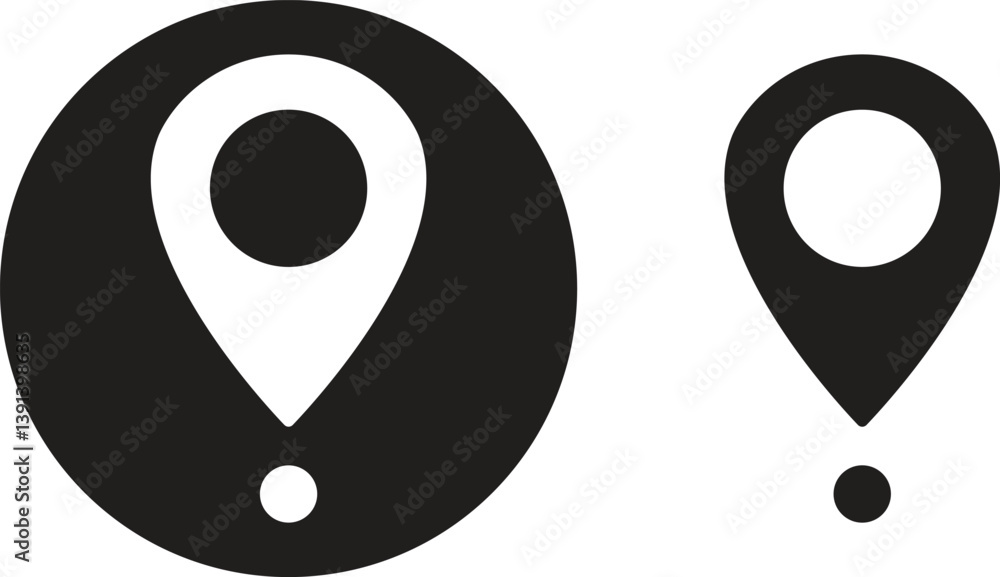 Poster set of map pin location icons. modern map markers vector isolated on transparent background. gps loc