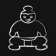 Icon sumo. Japan elements. Icons in chalk style. Good for prints, posters, logo, advertisement, infographics, etc.