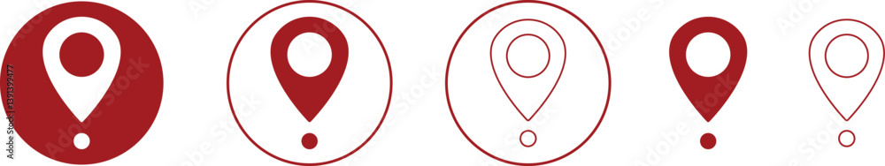 Poster set of map pin location icons. modern map markers vector isolated on transparent background. gps loc