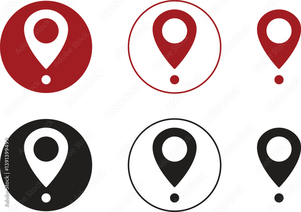Poster set of map pin location icons. modern map markers vector isolated on transparent background. gps loc