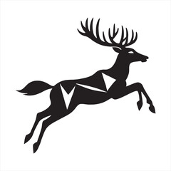 jumping deer silhouette vector eps with geometric shapes