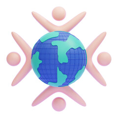 PNG 3D Unity Around the World Icon Isolated on a White Background