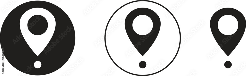 Poster set of map pin location icons. modern map markers vector isolated on transparent background. gps loc