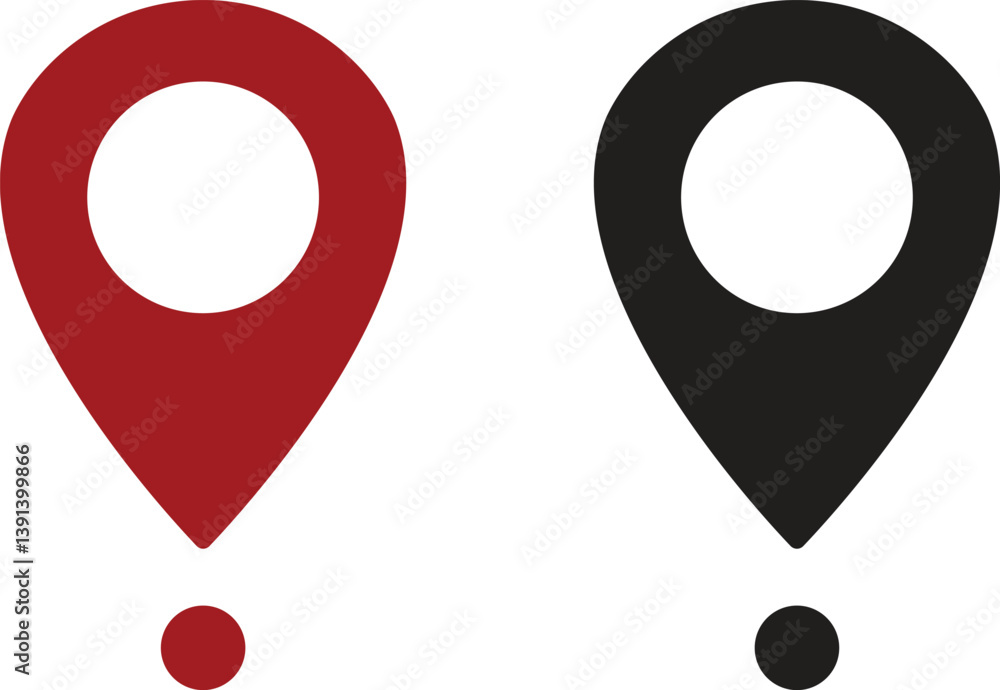 Poster set of map pin location icons. modern map markers vector isolated on transparent background. gps loc