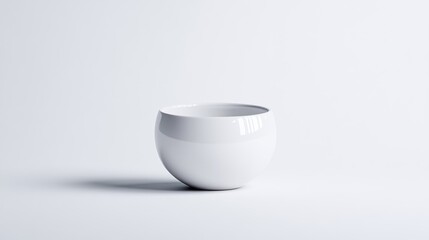 Empty white ceramic bowl on plain background