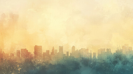 Obraz premium Blank background illustration of Abstract watercolor cityscape with warm tones and textured background with copy space and negative space for text