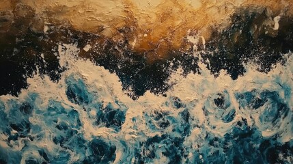 Rocky coastline at dusk with waves crashing gently and the sun dipping low on the horizon