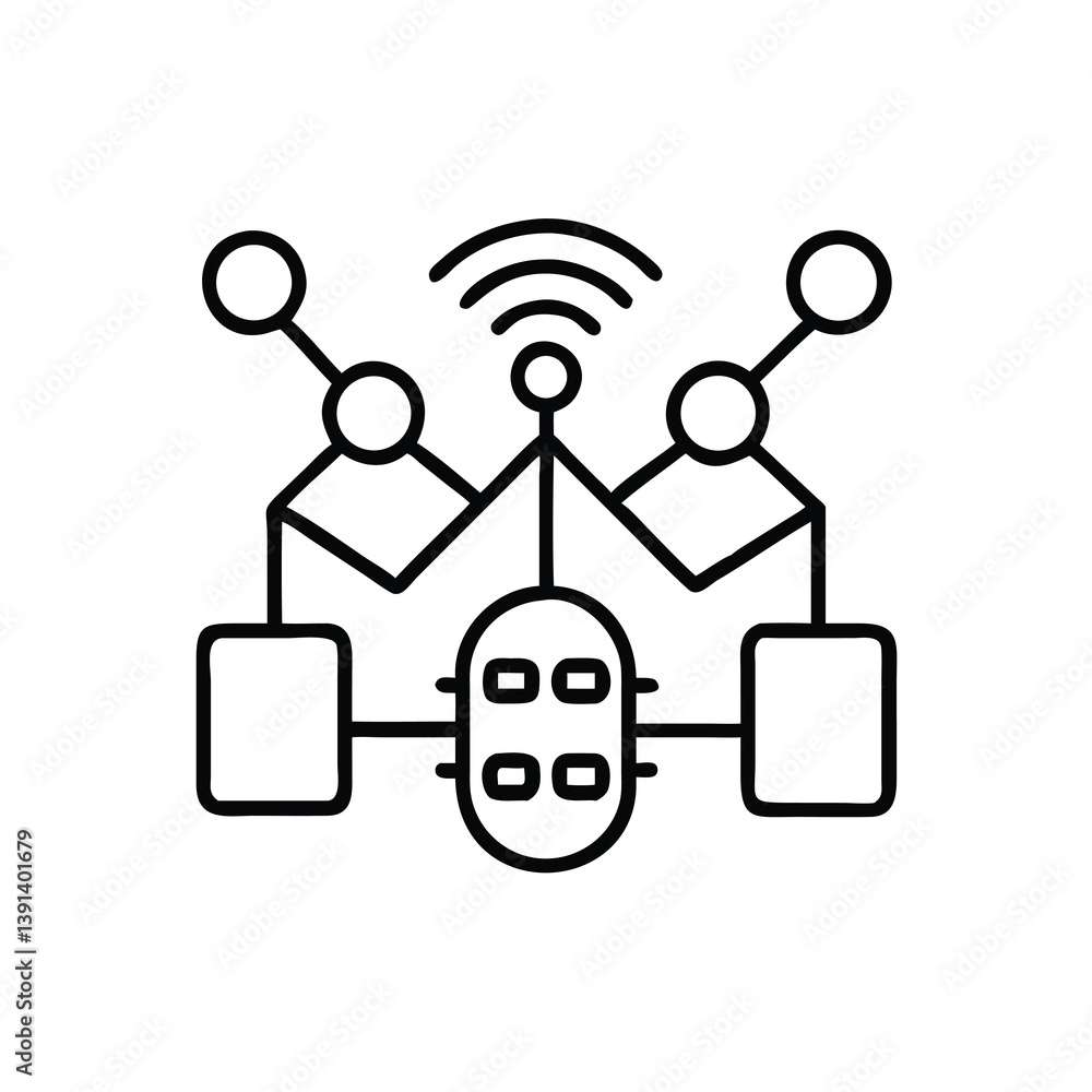 Aufkleber Autonomous Vehicle With Wireless Communication And Sensor Network Line Icon Design