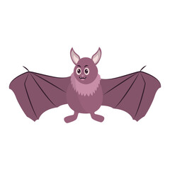 Funny Bat Cartoon Character on White Background. Vector Illustration