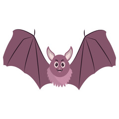 Funny Bat Cartoon Character on White Background. Vector Illustration
