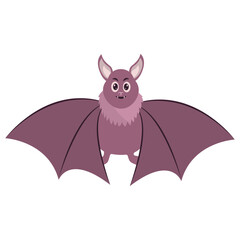 Funny Bat Cartoon Character on White Background. Vector Illustration