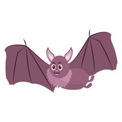 Funny Bat Cartoon Character on White Background. Vector Illustration