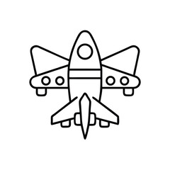 Simple Outline Illustration Of A Rocket Ship Flying For Space Exploration