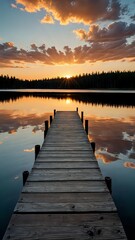 Fototapeta premium wooden pier at sunset