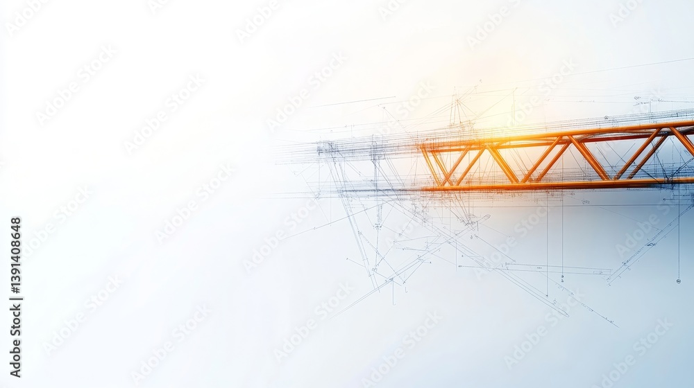 Aufkleber abstract design of a construction beam with engineering lines and light