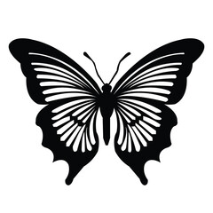 Black Butterfly Silhouette - Elegant Tattoo Style Clipart for Cricut & Crafts

