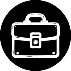 Stylized Briefcase Icon on Circular Black Backdrop for Professional Applications