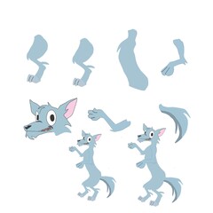 set of funny cartoon Fox cartoon body part