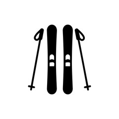 Minimalist Ski Silhouette with Pole - Simple Winter Sports Icon