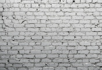 A weathered brick wall features a textured surface, partially coated in peeling white paint, revealing patches of dark black spots that add character and depth to the rustic backdrop.