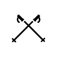 Ski Poles in Crossed Position in Flat Icon Style