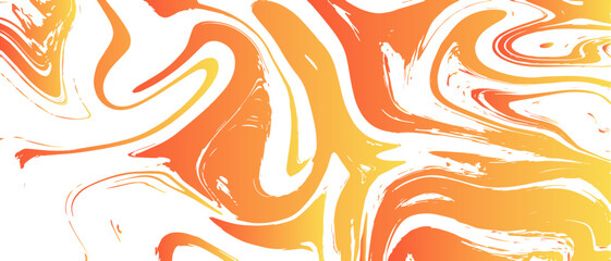 Liquify orange, yellow and white abstract background with premium marbleized design. Marble texture with waves and mixing oil paint Fluid  ink water design. Colorful liquid and splash of paint.