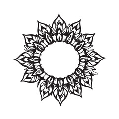 Hand-Drawn Floral Mandala Sketch – Intricate Pencil Art Design for Coloring & Tattoo Inspiration