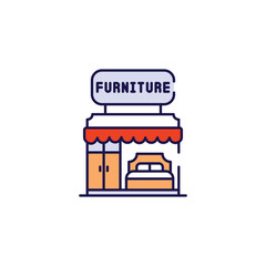 Furniture Store icon design with white background stock illustration