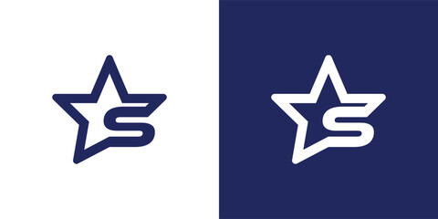 Letter s and star logo. Suitable for business logo, brand, interview show, podcast, quiz. Flat Vector Logo Design Template Element.