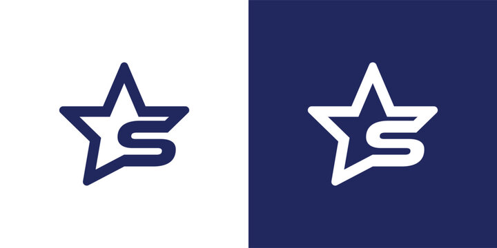 Letter s and star logo. Suitable for business logo, brand, interview show, podcast, quiz. Flat Vector Logo Design Template Element.