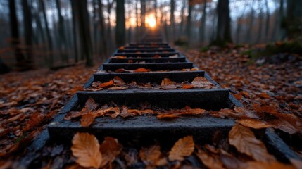 Forest Steps at Sunset