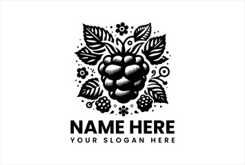 Stylized Blackberry with Leaves Vector Graphic. Modern Fruit Design