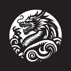 Illustration of a round dragon on a white background