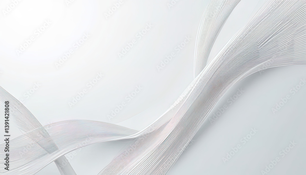 Aufkleber the image features an abstract composition of elegant white flowing lines and textures on a pale bac