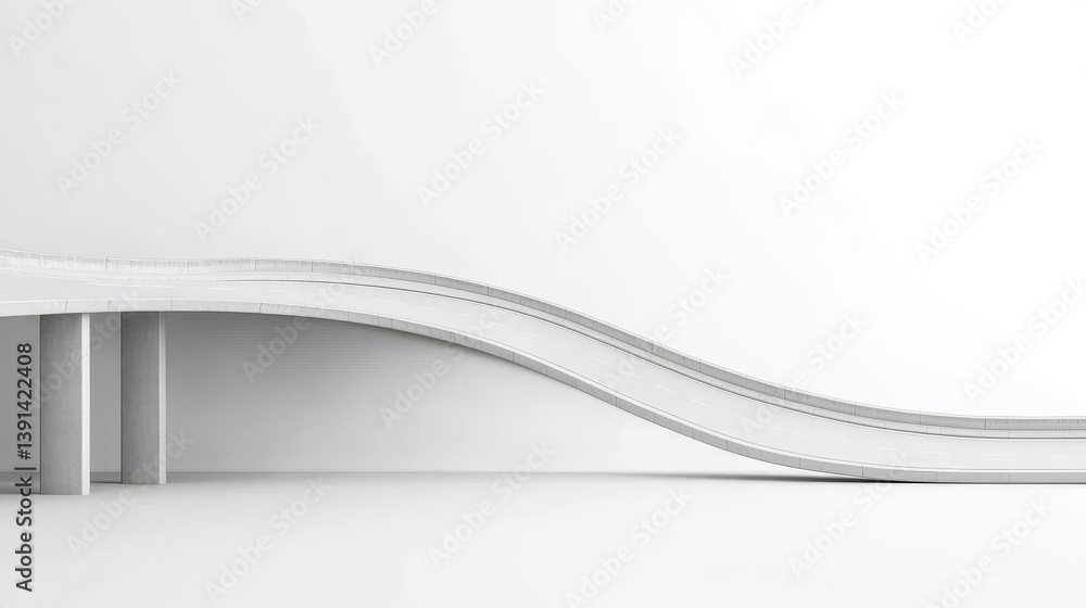 Poster modern architectural design with curved structure and minimalist aesthetic