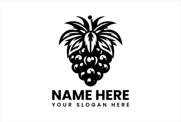 Bold Blackberry with Leaves Graphic. Sweet Fruit Design Vector logo