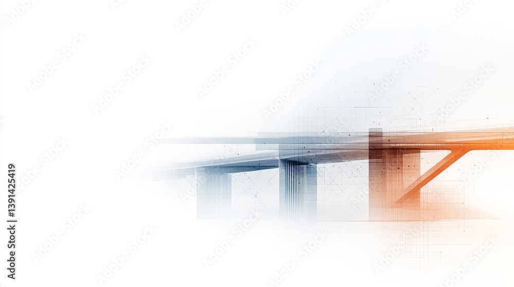 Poster abstract bridge design in cool and warm tones with creative elements
