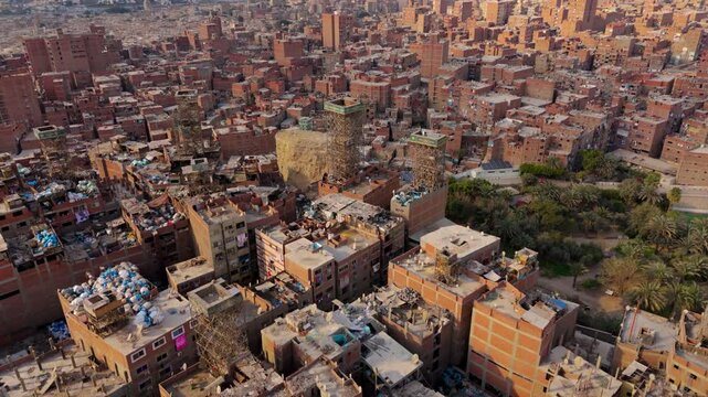 Drone Shot Of Cairo Garbage City In Egypt