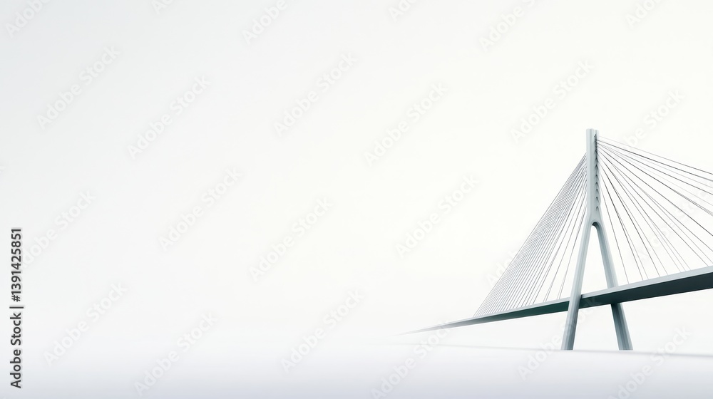 Poster modern bridge against minimalist background in soft color palette