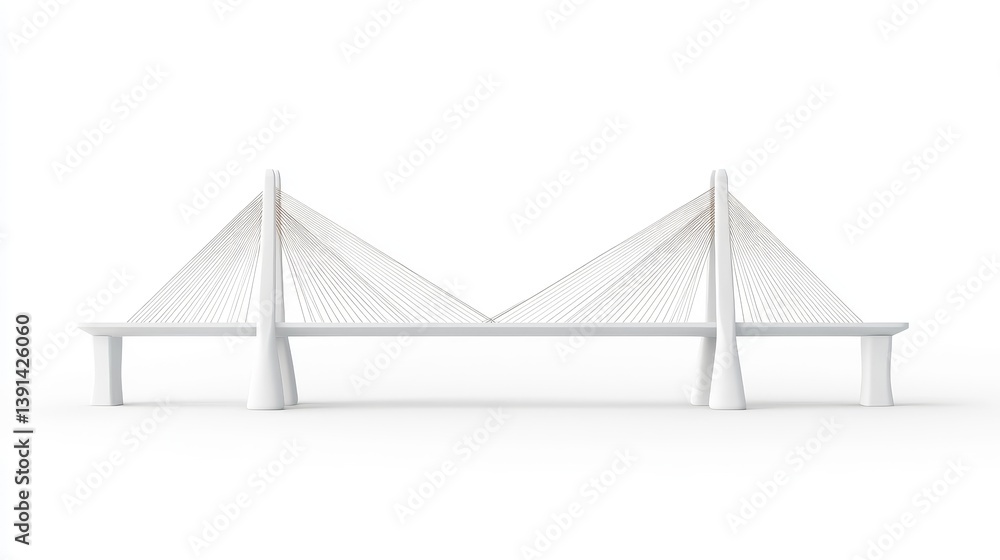 Aufkleber modern cable-stayed bridge design on white background for architecture