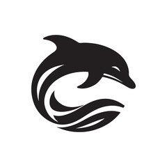 dolphin vector silhouette clip art logo design