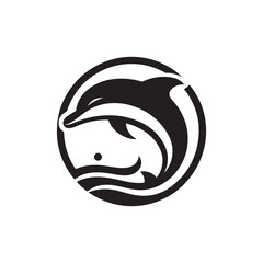 dolphin vector silhouette clip art logo design