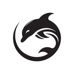 dolphin vector silhouette clip art logo design