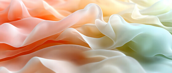 Obraz premium Pastel-colored fabric with soft, flowing folds and drapes.